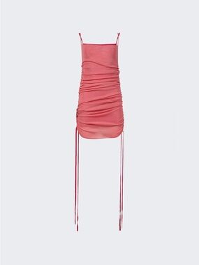 DION LEE SHEER MULTIRIB DRAPE MINI DRESS (FUCHSIA)